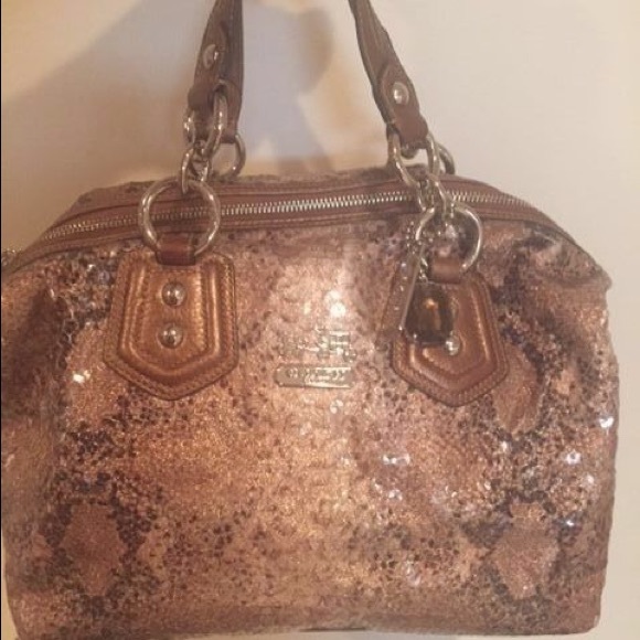100% Authentic COACH Madison Python Print Sequins Bag - Picture 4 of 4